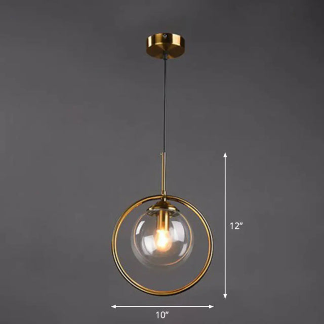 Postmodern Glass Pendant Light With Down Lighting - 1-Light Kitchen Hanging Fixture Clear