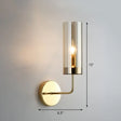 Postmodern Glass Tube Wall Sconce With Brass Finish Cognac