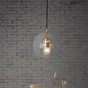 Postmodern Global Clear Glass Mini Hanging Light Brass Suspension Lamp 6’/10’ Wide / 6’
