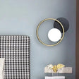 Postmodern Gold And Black Ring Wall Mounted Sconce Lamp - 1-Light Metallic Fixture Black-Gold