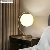 Postmodern Gold Ball Glass Table Lamp - Single-Bulb Night With Curved Arm