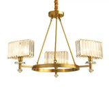 Postmodern Gold Chandelier Ceiling Light For Living Room - Circle Shaped Crystal Block Fixture 3 / B
