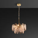Postmodern Gold Crystal Ceiling Chandelier For Living Room - Elegant Tiered Carved Design 6 /