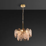 Postmodern Gold Crystal Ceiling Chandelier For Living Room - Elegant Tiered Carved Design 6 /