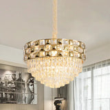 Postmodern Gold Crystal Chandelier With 14-Bulb Pendant Light - Elegant Bedroom Lamp