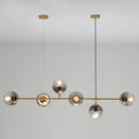 Postmodern Gold Island Pendant With Glass Shades- Set Of 6 Smoke Gray