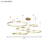 Postmodern Gold Led Hoop Chandelier - 3/4/5 Tiers Ideal For Living Room
