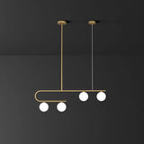 Postmodern Gold Linear Island Pendant Light With Ivory Ball Glass - Led Hanging Lamp 4 /