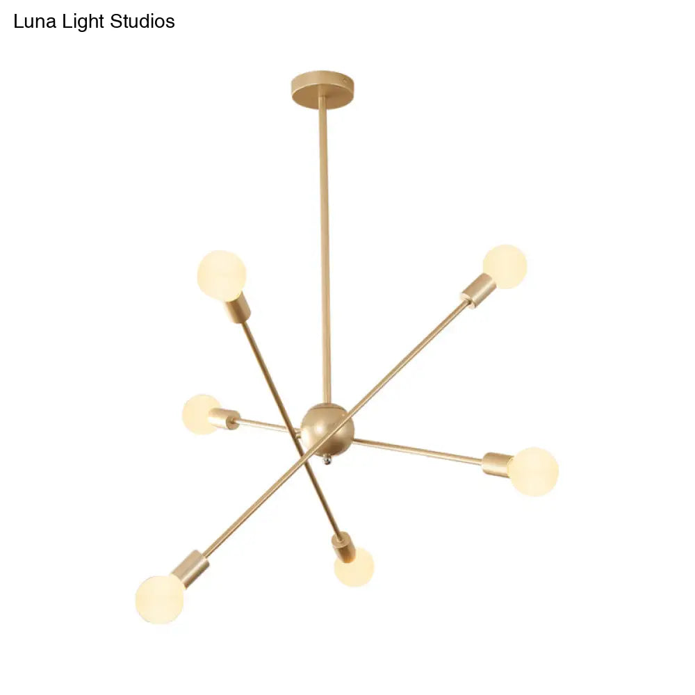Postmodern Gold Sputnik Chandelier With 6/8 Bulbs – Stylish Metal Ceiling Suspension Lamp