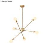 Postmodern Gold Sputnik Chandelier With 6/8 Bulbs – Stylish Metal Ceiling Suspension Lamp