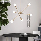 Postmodern Gold Sputnik Chandelier With 6/8 Bulbs – Stylish Metal Ceiling Suspension Lamp