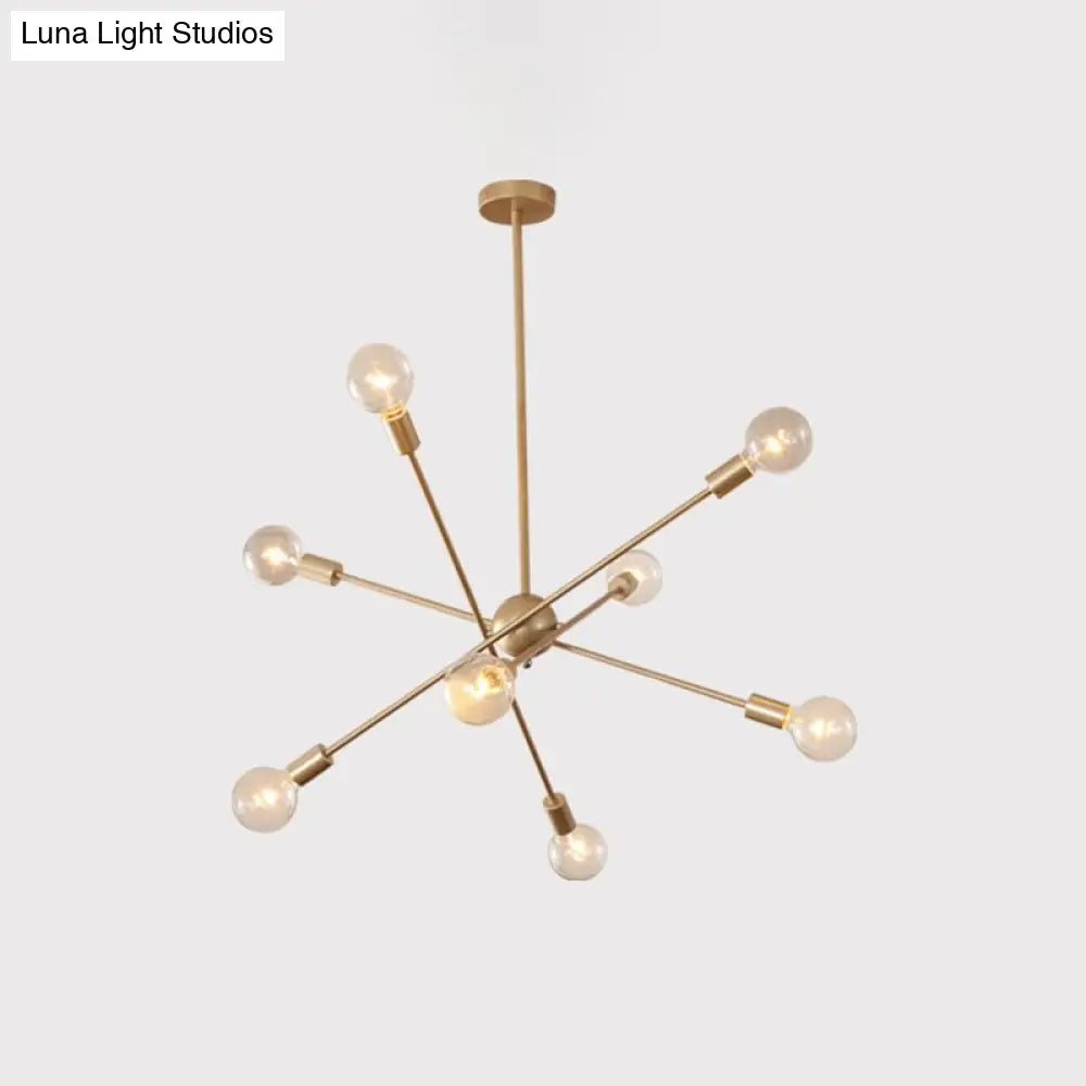 Postmodern Gold Sputnik Chandelier With 6/8 Bulbs – Stylish Metal Ceiling Suspension Lamp