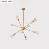 Postmodern Gold Sputnik Chandelier With 6/8 Bulbs – Stylish Metal Ceiling Suspension Lamp