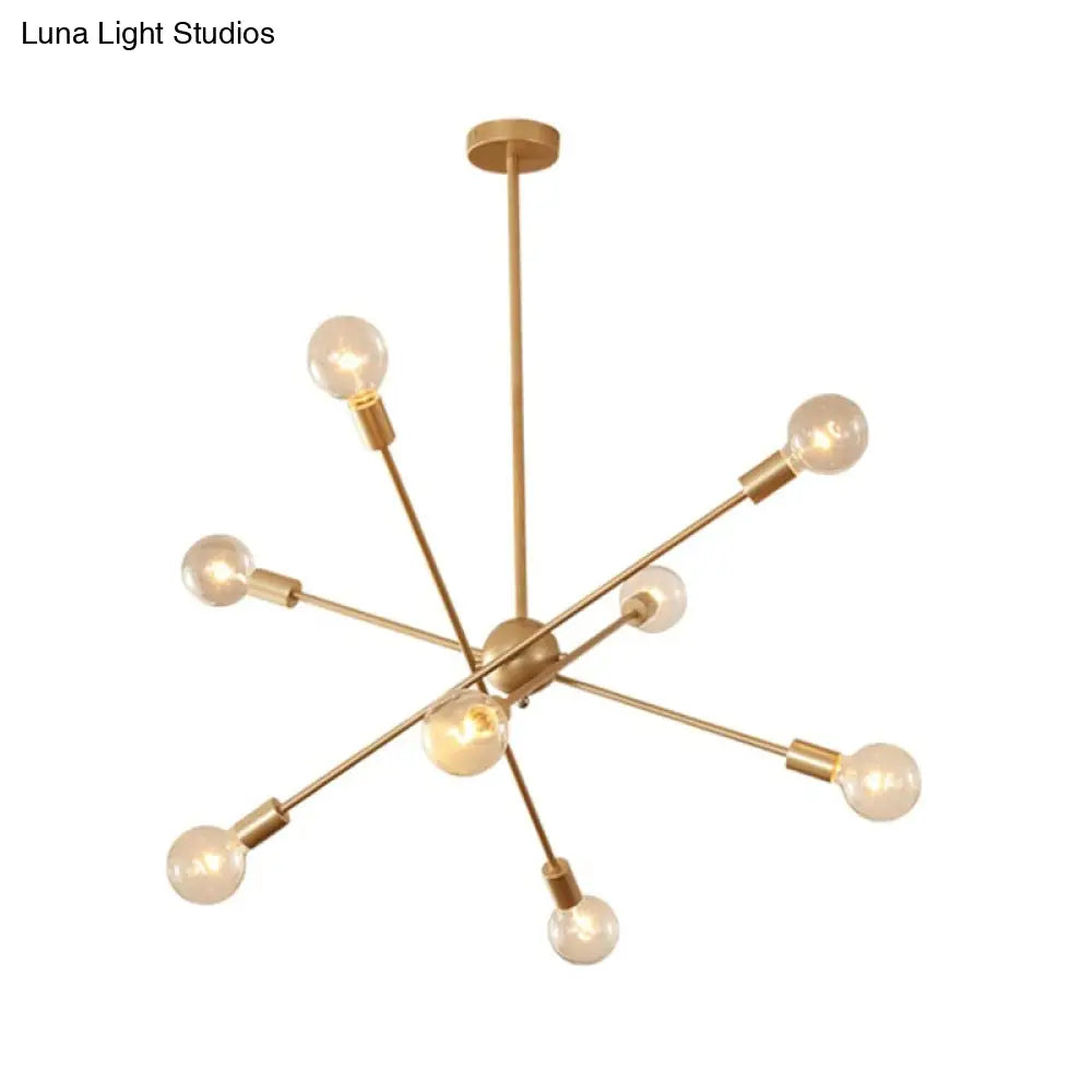 Postmodern Gold Sputnik Chandelier With 6/8 Bulbs – Stylish Metal Ceiling Suspension Lamp
