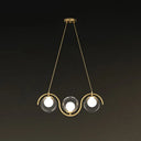 Postmodern Island Light Fixture: Wavy Metallic Hanging Lamp With Glass Shade 3 / Gold Clear