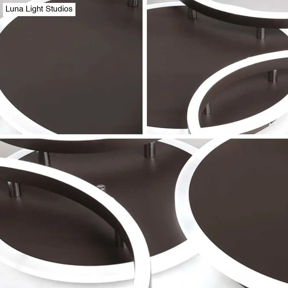 Postmodern Led Bedroom Ceiling Lamp With Black Hoop & Warm/White Light - 1/2/3 Heads Available