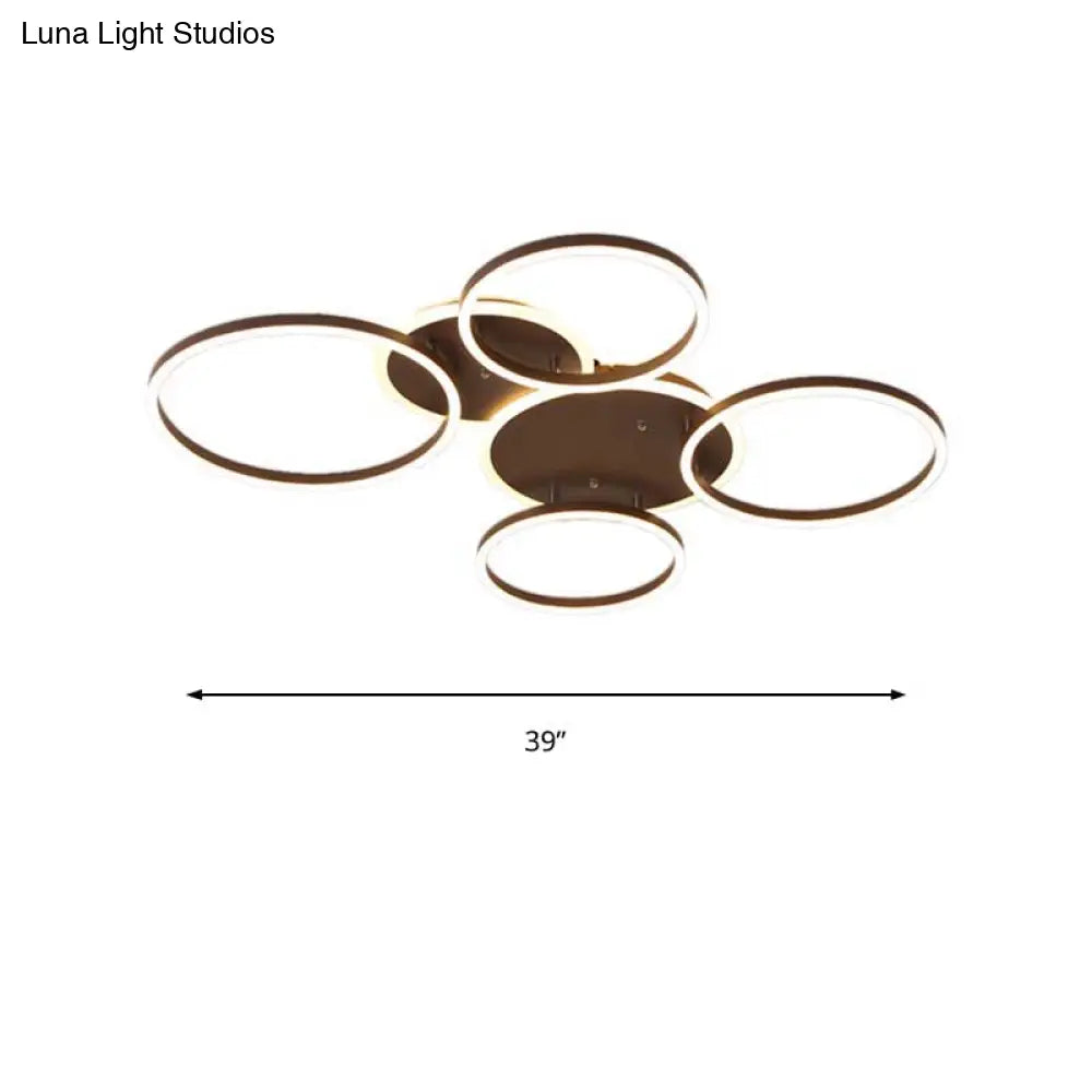 Postmodern Led Bedroom Ceiling Lamp With Black Hoop & Warm/White Light - 1/2/3 Heads Available