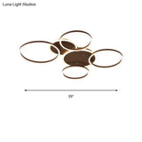 Postmodern Led Bedroom Ceiling Lamp With Black Hoop & Warm/White Light - 1/2/3 Heads Available