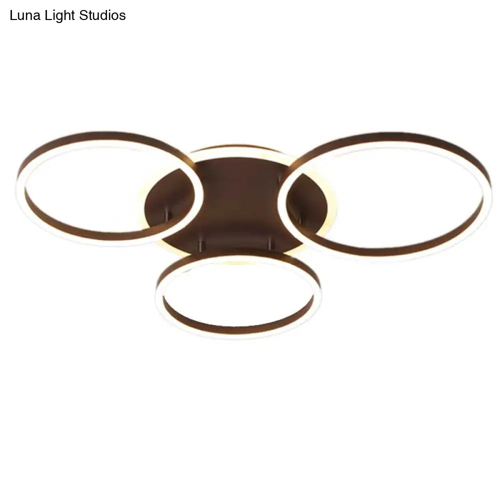 Postmodern Led Bedroom Ceiling Lamp With Black Hoop & Warm/White Light - 1/2/3 Heads Available