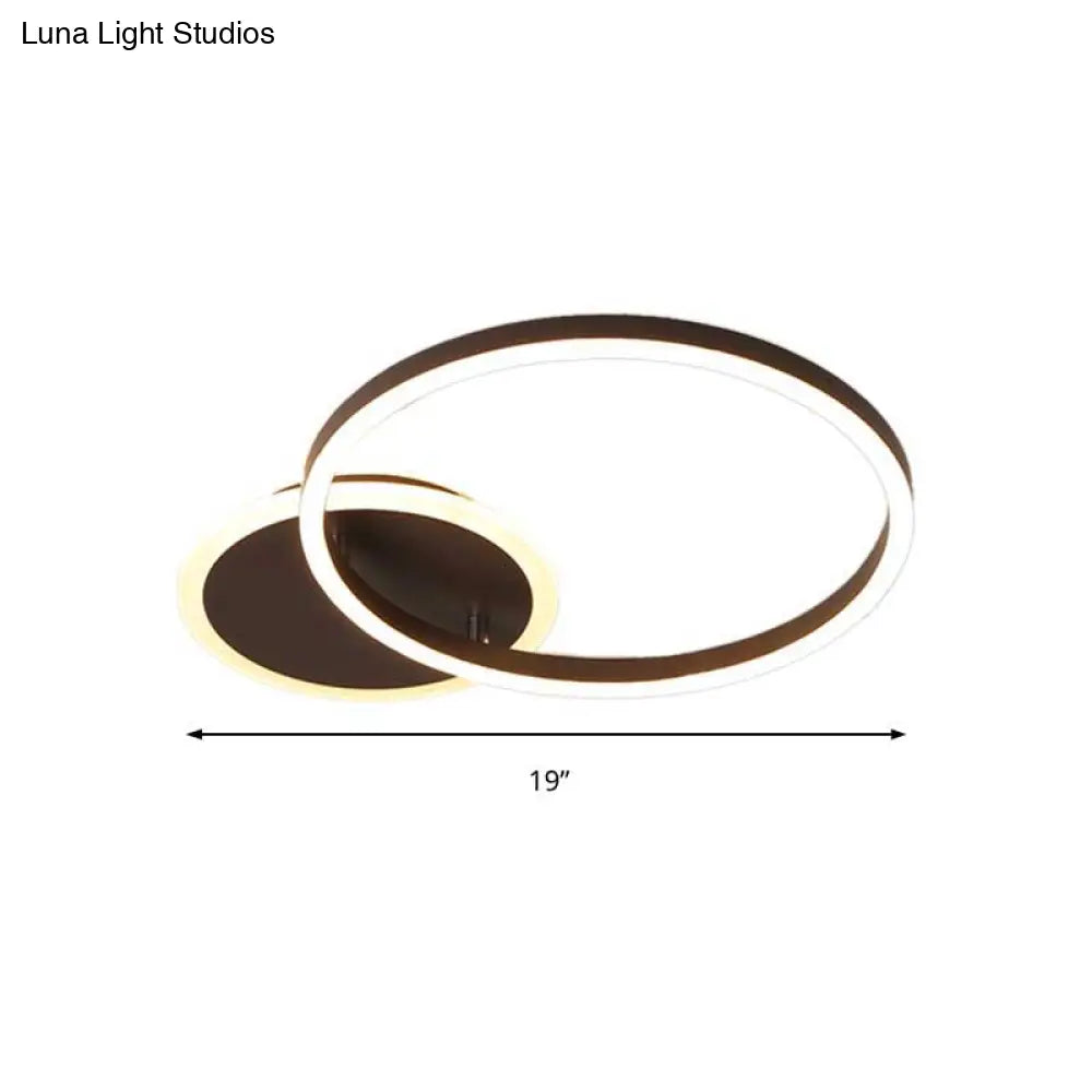 Postmodern Led Bedroom Ceiling Lamp With Black Hoop & Warm/White Light - 1/2/3 Heads Available