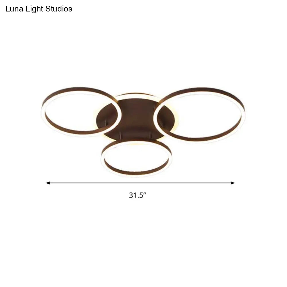 Postmodern Led Bedroom Ceiling Lamp With Black Hoop & Warm/White Light - 1/2/3 Heads Available