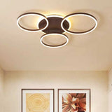 Postmodern Led Bedroom Ceiling Lamp With Black Hoop & Warm/White Light - 1/2/3 Heads Available 3 /