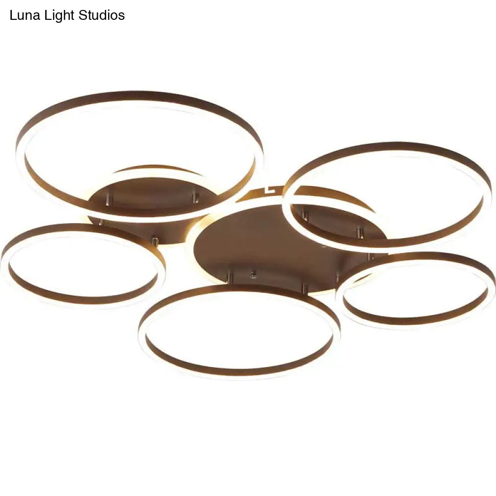 Postmodern Led Bedroom Ceiling Lamp With Black Hoop & Warm/White Light - 1/2/3 Heads Available
