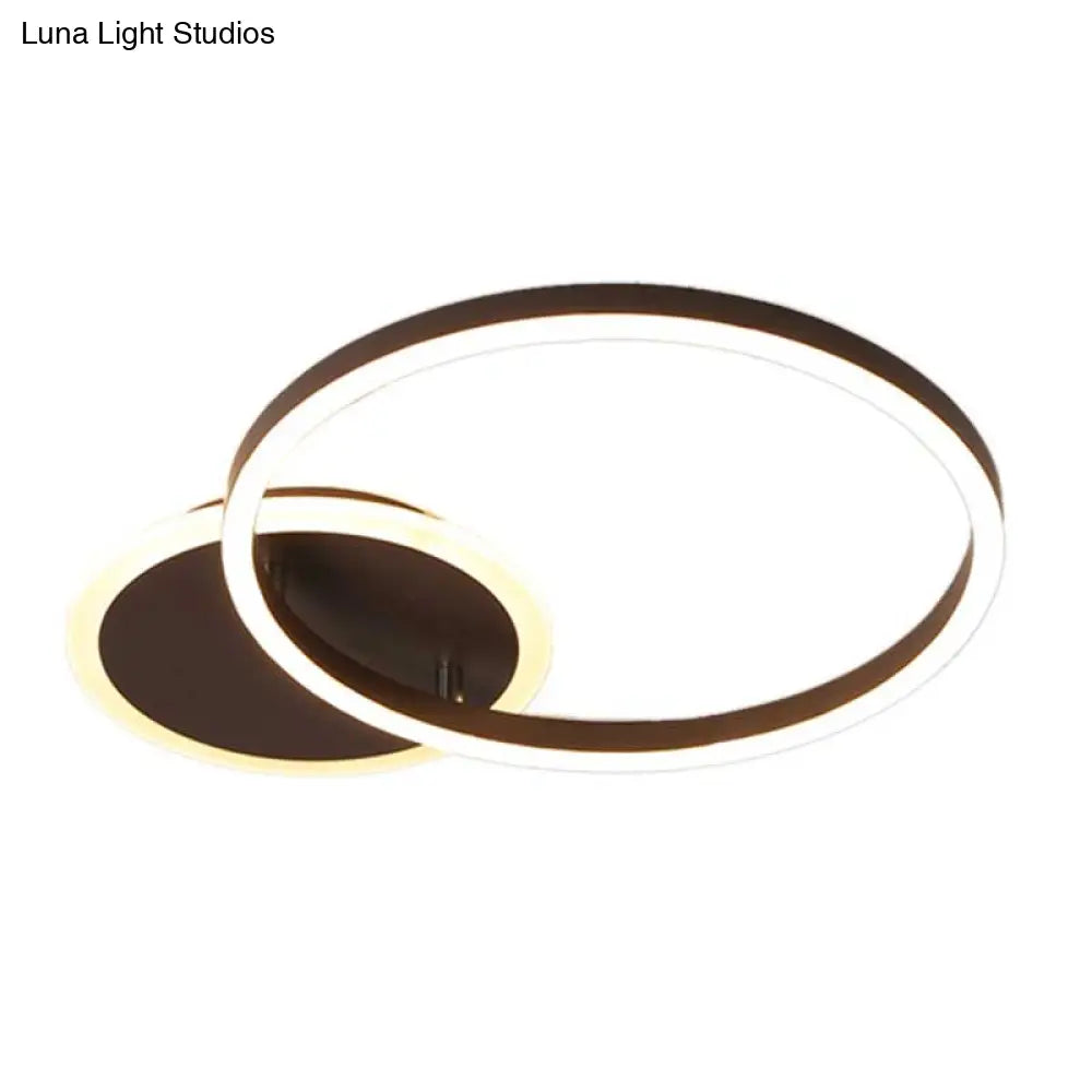 Postmodern Led Bedroom Ceiling Lamp With Black Hoop & Warm/White Light - 1/2/3 Heads Available