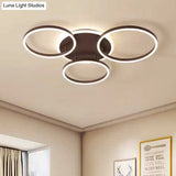 Postmodern Led Bedroom Ceiling Lamp With Black Hoop & Warm/White Light - 1/2/3 Heads Available