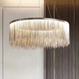 Postmodern Circular Chain Aluminum Led Ceiling Chandelier - Elegant Living Room Light Fixture