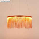 Postmodern Led Chain Ceiling Light Fixture - Elegant Aluminum Chandelier For Living Room