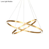 Postmodern Led Pendant Chandelier - Polished Brass Tiered Design With Acrylic Shade