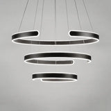 Postmodern Led Suspension Light With Acrylic Shade - 1/2/3-Light Brown/White Ring Chandelier Pendant