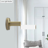 Postmodern Led Wall Sconce Light With Gold Metal Frame And Pipe Acrylic Shade For Bedroom