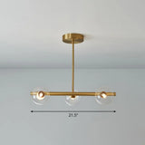 Postmodern Linear Island Lamp - Glass Pendant Light In Brass For Dining Room 3 / Clear