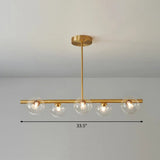 Postmodern Linear Island Lamp - Glass Pendant Light In Brass For Dining Room 5 / Clear