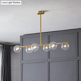 Postmodern Linear Island Lamp - Glass Pendant Light In Brass For Dining Room