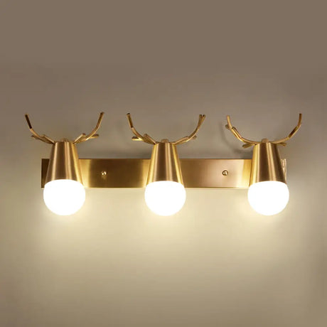 Postmodern Metal Brass Sconce Light With Exposed Bulb Design - Antler Vanity Wall Fixture 3 /