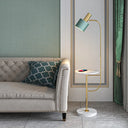 Postmodern Metal Floor Lamp With Swivel Feature And Marble Tray/Base White