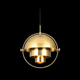 Postmodern Metal Pendant Lighting - Rollover Quart-Sphere: Single Restaurant Hanging Light Gold