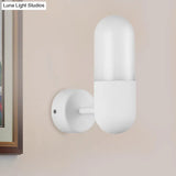 Postmodern Metal Wall Sconce Light: Capsule Design 1-Light Black/Gray/White Bedroom Décor