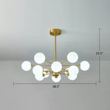 Postmodern Milk Glass Pendant Light - Gold Parlor Ceiling Chandelier 12 /