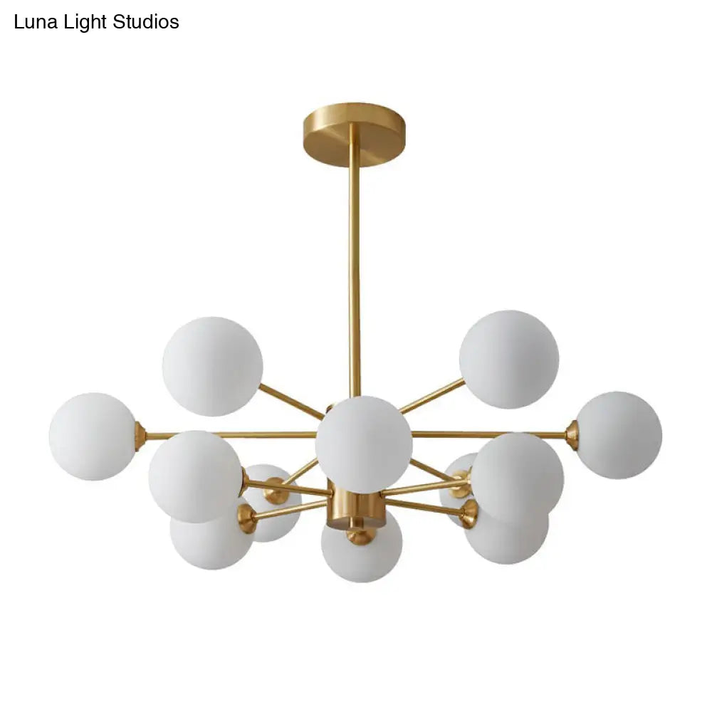 Postmodern Milk Glass Pendant Light - Gold Parlor Ceiling Chandelier