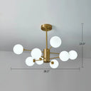 Postmodern Milk Glass Pendant Light - Gold Parlor Ceiling Chandelier 8 /