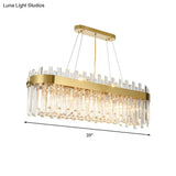 Postmodern Oval Island Lighting Fixture With Crystal Accents - 23 Head Ceiling Light
