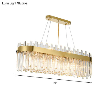 Postmodern Oval Island Lighting Fixture With Crystal Accents - 23 Head Ceiling Light