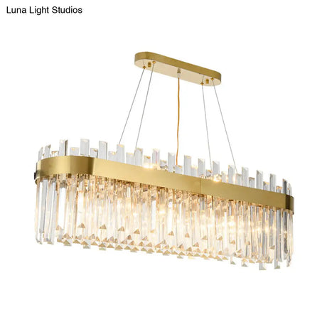 Postmodern Oval Island Lighting Fixture With Crystal Accents - 23 Head Ceiling Light