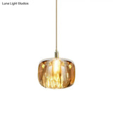 Postmodern Pumpkin Led Pendant Lamp: Creative Mirror Glass Hanging Light For Cafes
