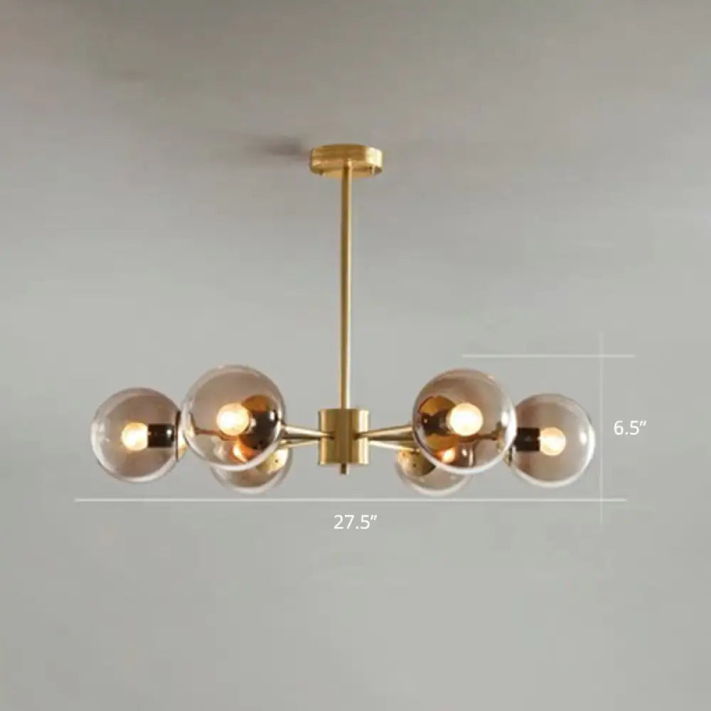 Postmodern Radial Ball Glass Chandelier - Stylish Ceiling Light For Dining Room 6 / Coffee