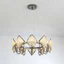 Postmodern Ring Ceiling Chandelier With Rhombus Crystal Shade - Elegant Metal Living Room Light